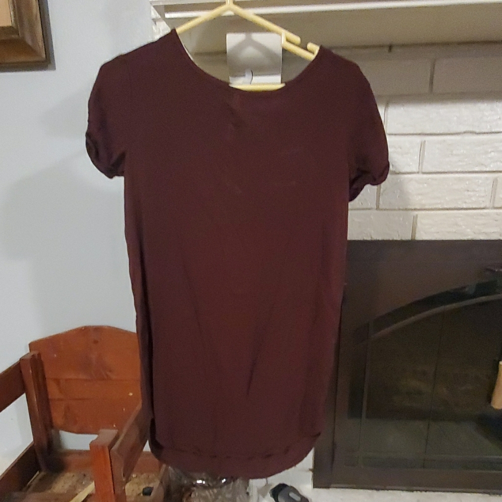 Divided burgundy shirt dress